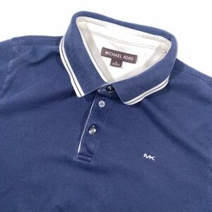 Michael Kors Mens Navy MK Logo‎ Short Sleeve Polo Shirt Size S